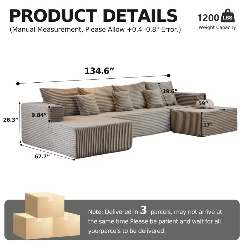 Cloud Sectional Couch With L-Shape Chaise